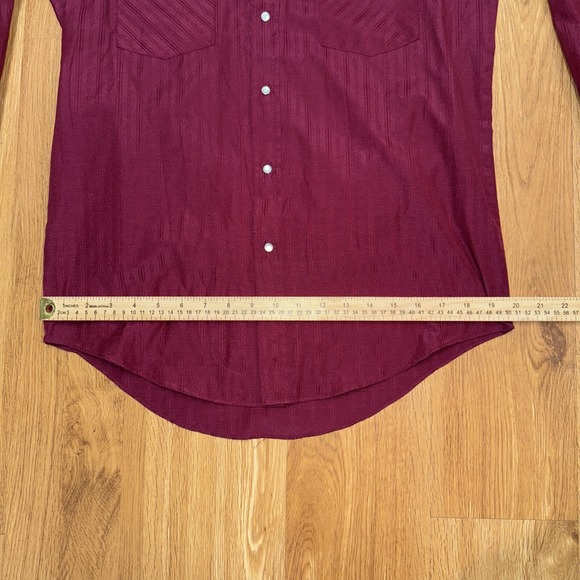 Plains Western Wear Shirt Men's SM Maroon Cowboy Long Sleeve Pearl Snap Rodeo - Picture 8 of 11